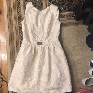 Cream and gold v back dress